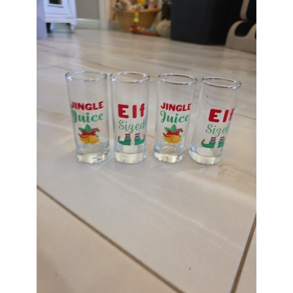 4 Christar 2.5oz‎ Shooter Holiday Shot Glasses 3 Designs, 2 Each